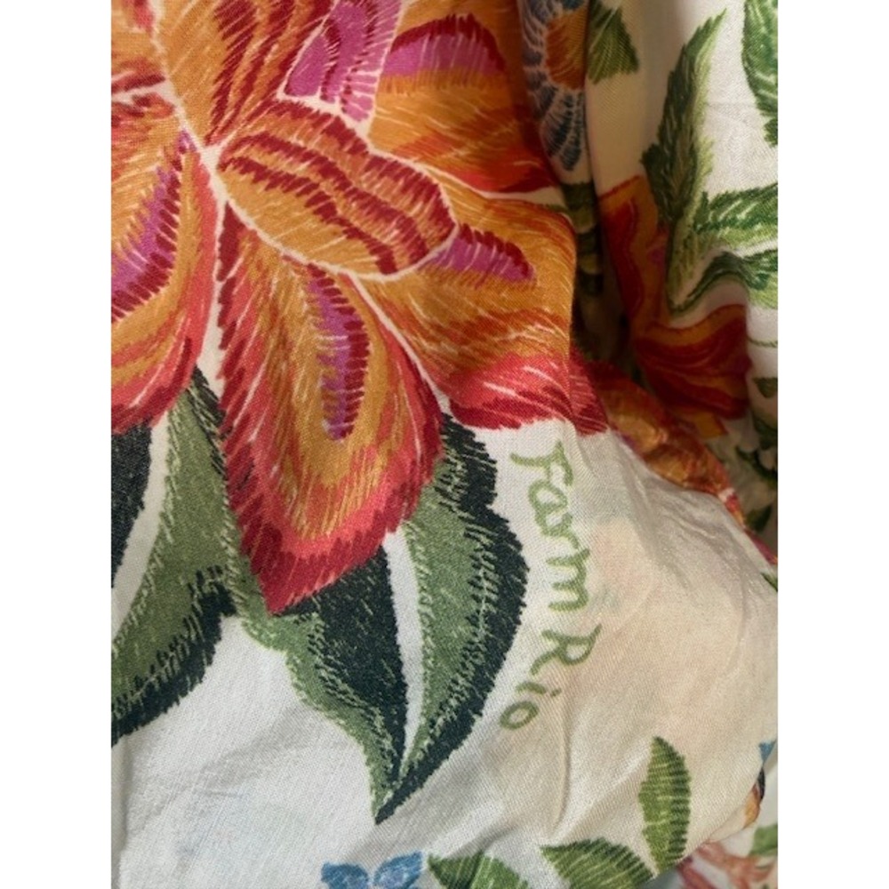Farm Rio Bloom Garden Mini Dress S Off-White Floral Smocked Puff Sleeve NWT - Picture 8 of 11